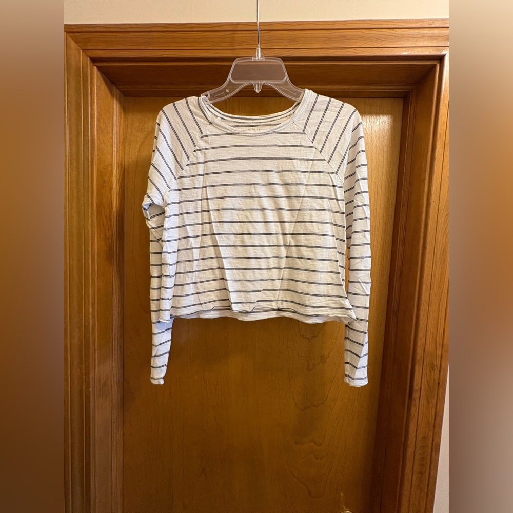 Hollister White Striped Crop Top